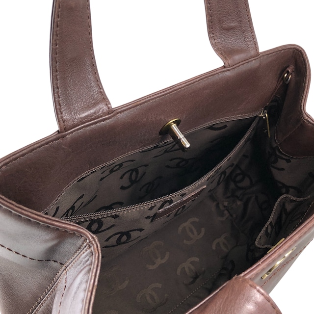 CHANEL シャネル ショルダーバッグ ブラウン ココマーク ターンロック レザー 2way vintage ヴィンテージ オールド kkmbzd