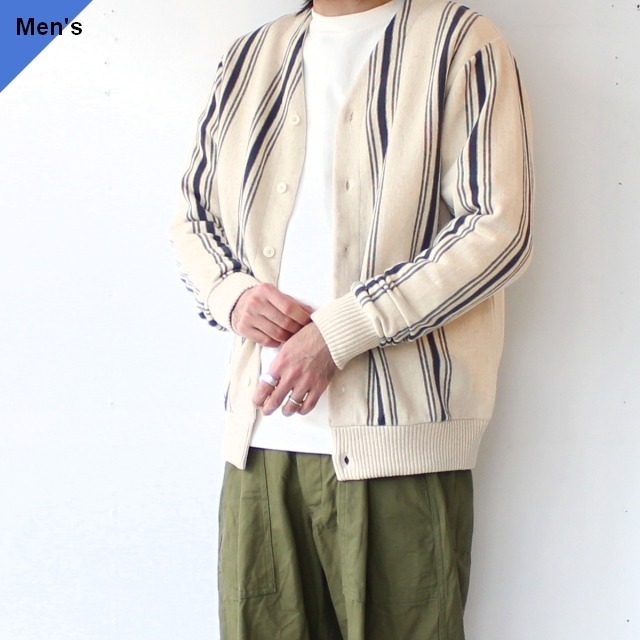 Orgueil 綿麻ストライプニットカーディガン Stripe knit cardigan / OR-4293　（Ivory）