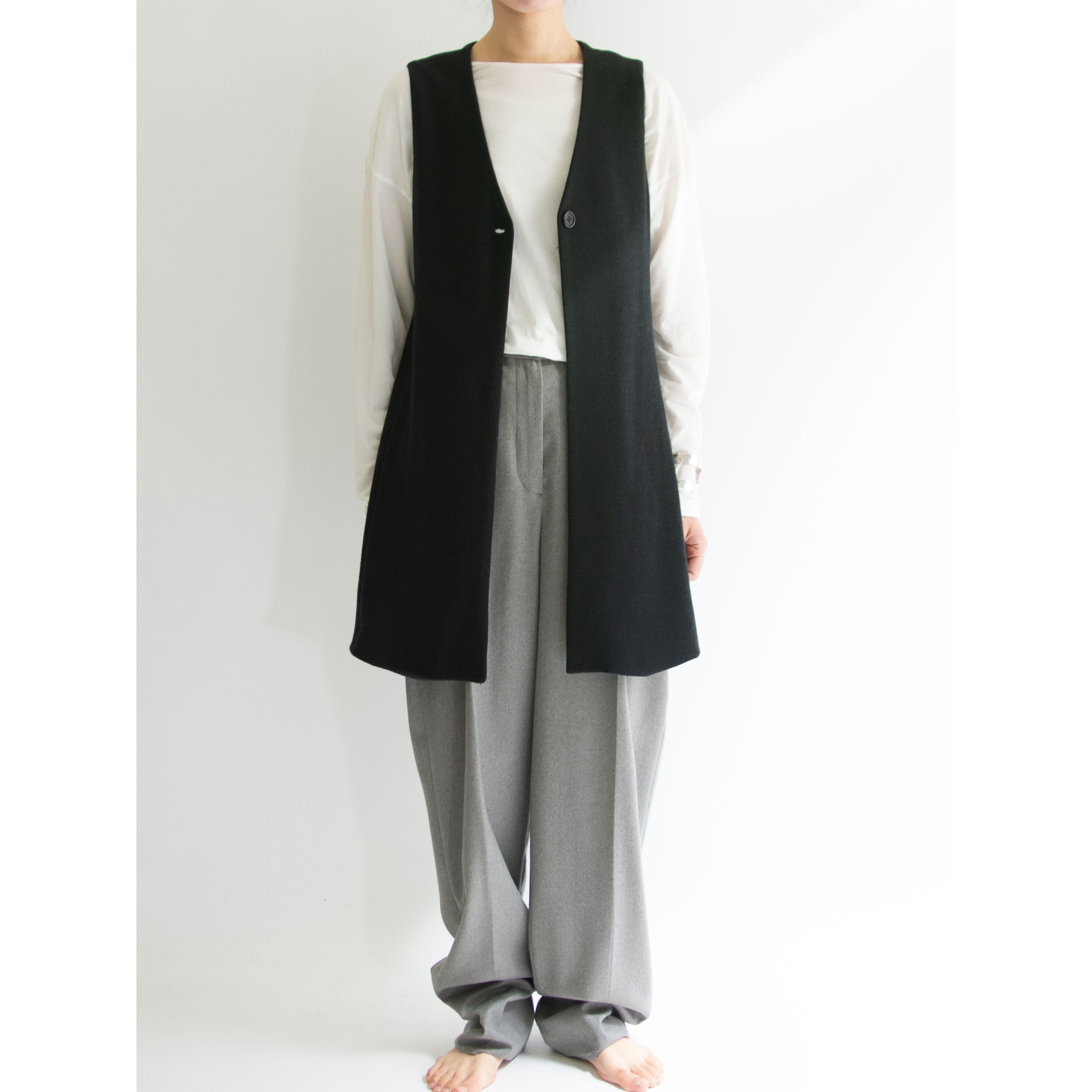 【DKNY】Made in U.S.A. 80-90's Wool-Nylon Jersey Long Vest（ダナキャランニューヨーク アメリカ製 ウールナイロンジャージー ロングベスト）