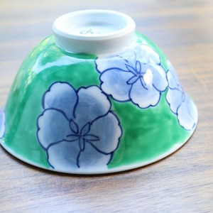 有田焼　花染付錦濃芙蓉　お茶碗　（緑・赤） 9-158