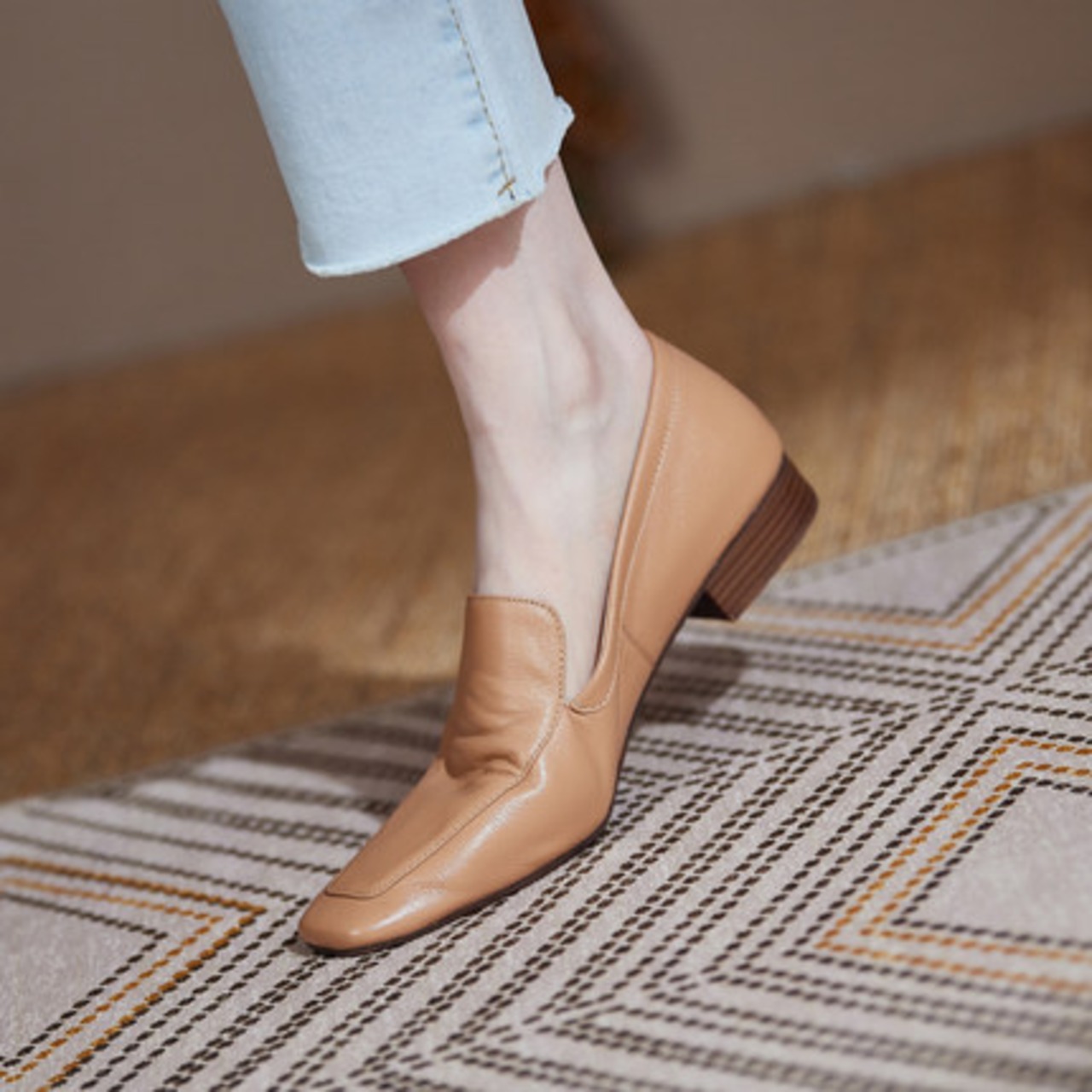 スクエアトゥレイジ―ローファー 3color W10356