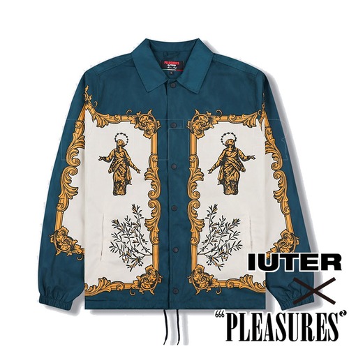 【PLEASURES/プレジャーズ×IUTER/イウター】LORENZO COACH JACKET コーチジャケット / DARK GREEN / IUTER-12905
