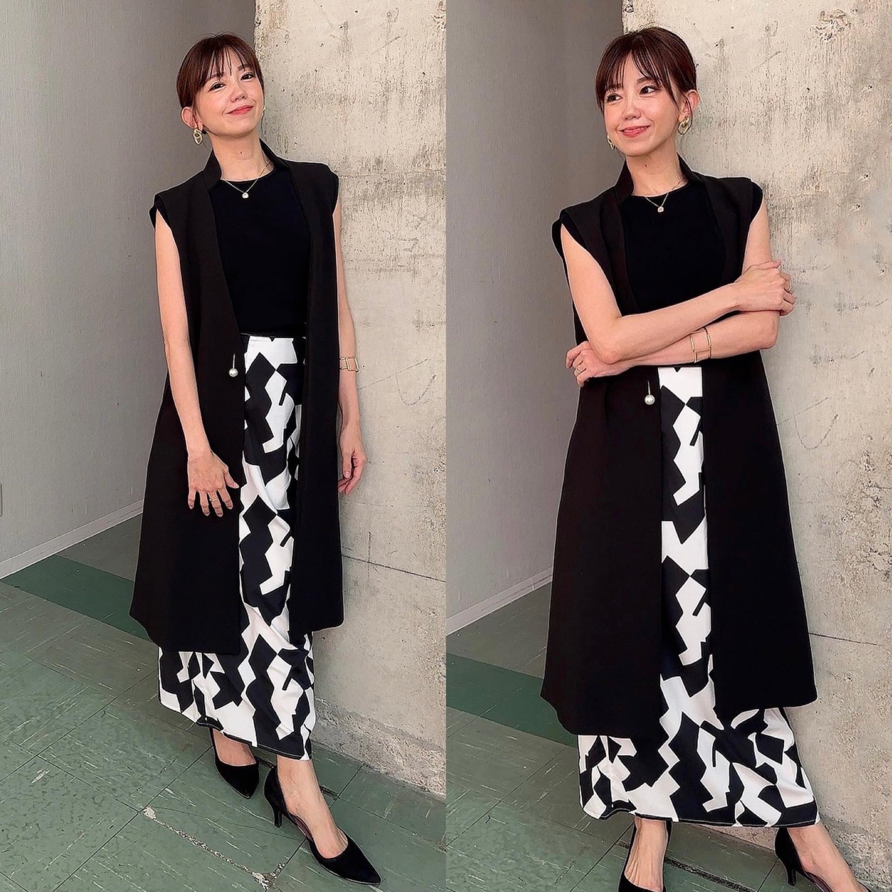 パールポイントロングジレ