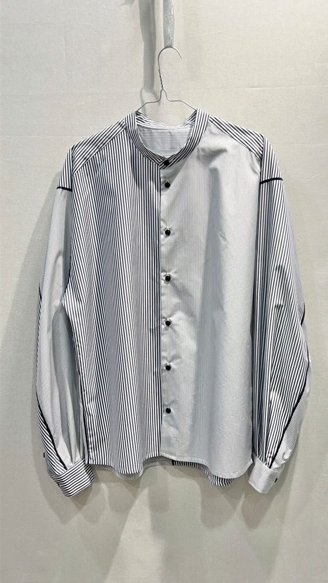【VOAAOV】VOSH-L42 Soft Seamer Mulch Stand Collar Shirt / GRAY Stripe