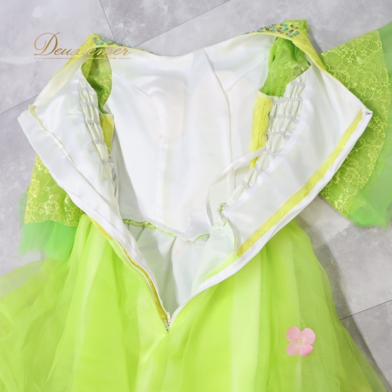 パーティドレス ワンピース ドレス グリーン系 イエロー系 ドニャヴィストーサ Da Vistosa 黄緑 黄色 花柄 レース 発表会 演奏会 パーティ ダンス ロングドレス 大人用ドレス カラフル パーティー用 コスチューム