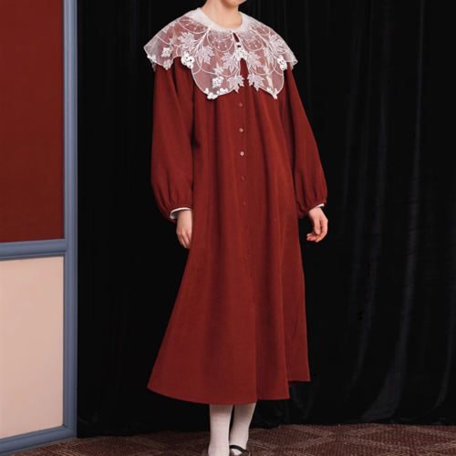 ラウンドネックボリュームワンピース　10959