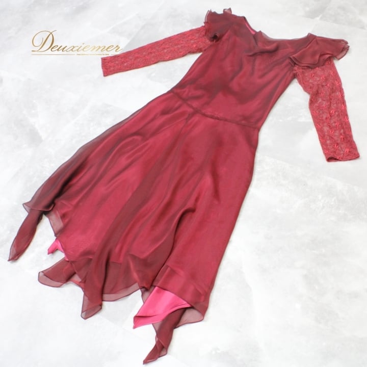 GENETVIVIEN ドレス 発表会 赤 パーティードレス 社交ダンス 赤 ジュネ