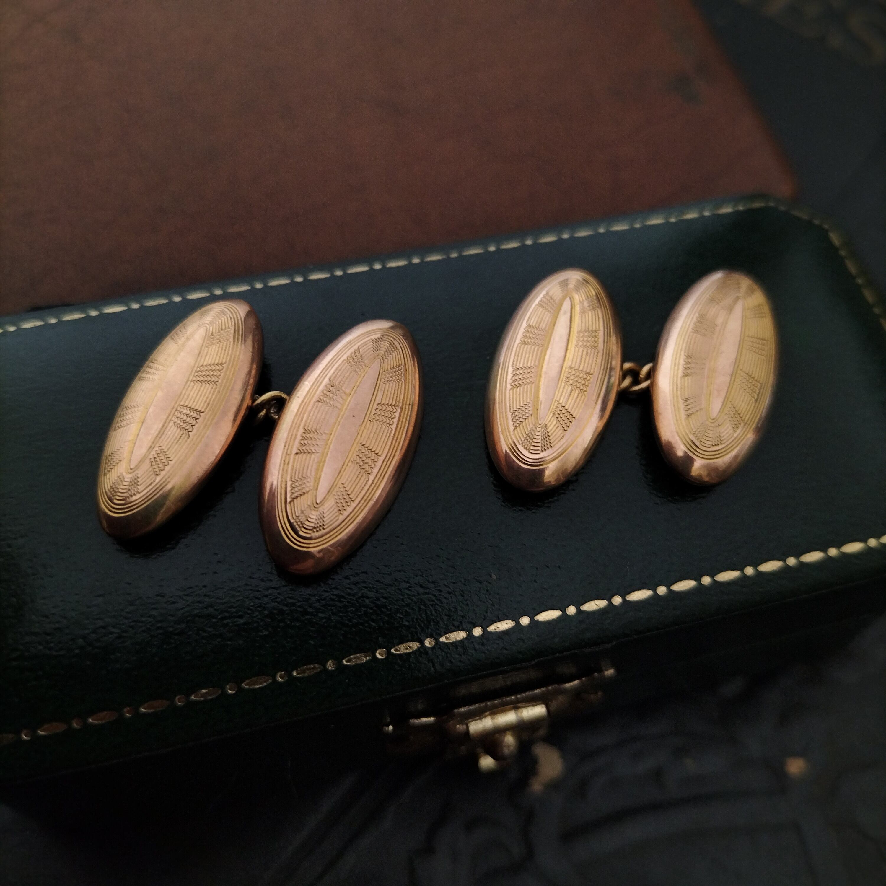 Antique 1911年9CT Solid Gold Cufflinks UK