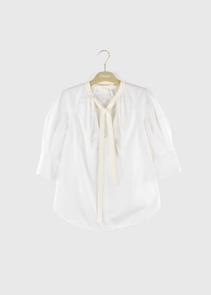 CHLOE｜L20S-CHL-BU02M "Cotton Tie Blouse" WHITE