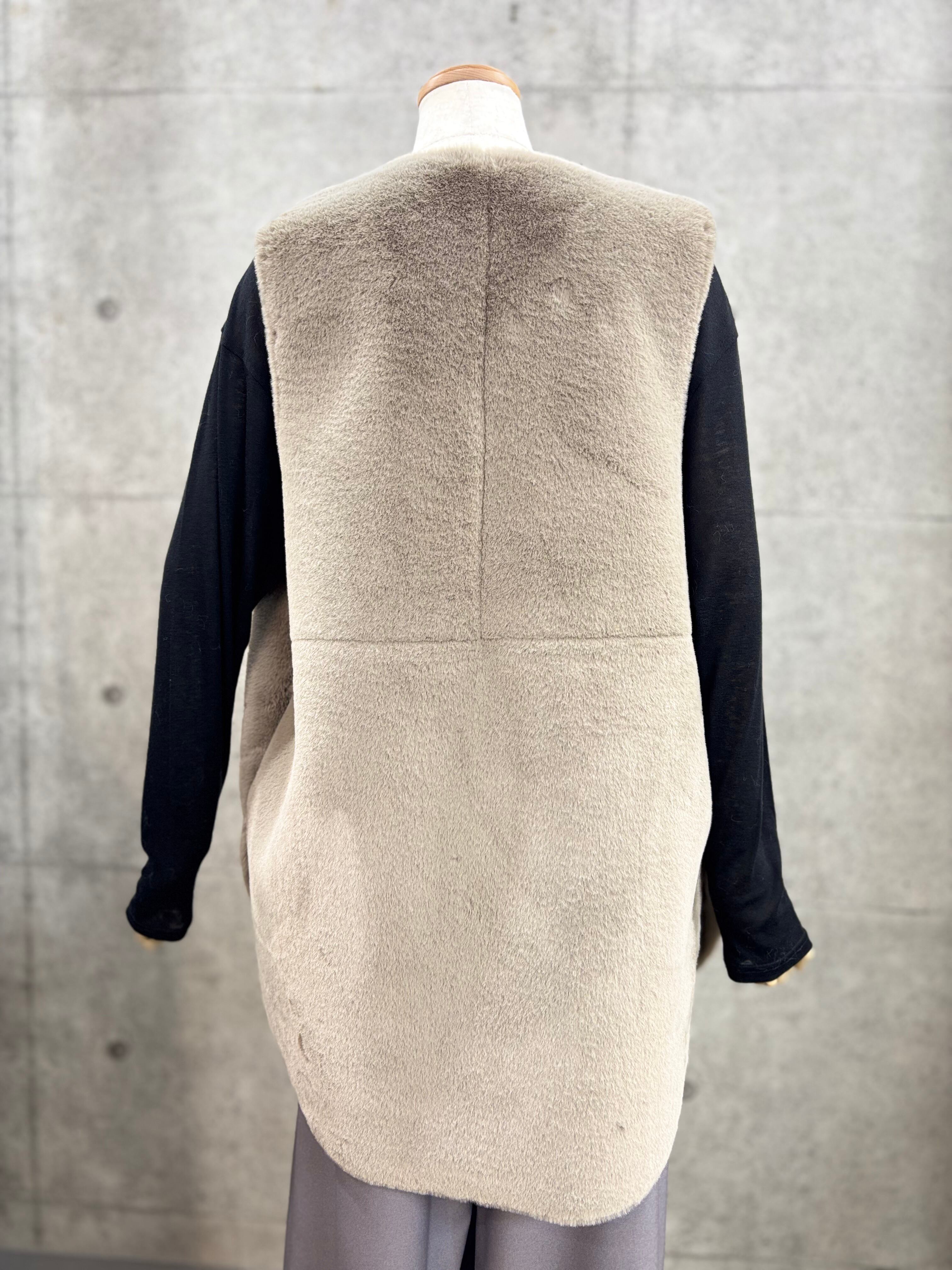 40%OFF】QTUME(クチューム) フェイクムートンミドルジレ スエード