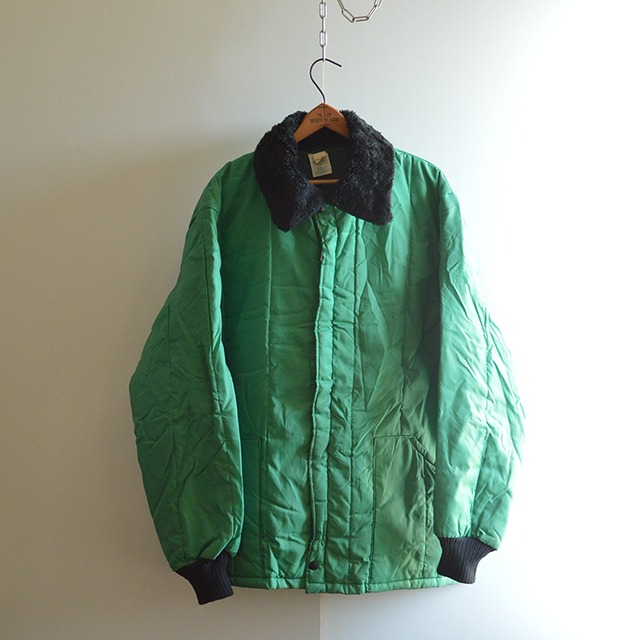 70s ボア付きキルティングジャケット 緑