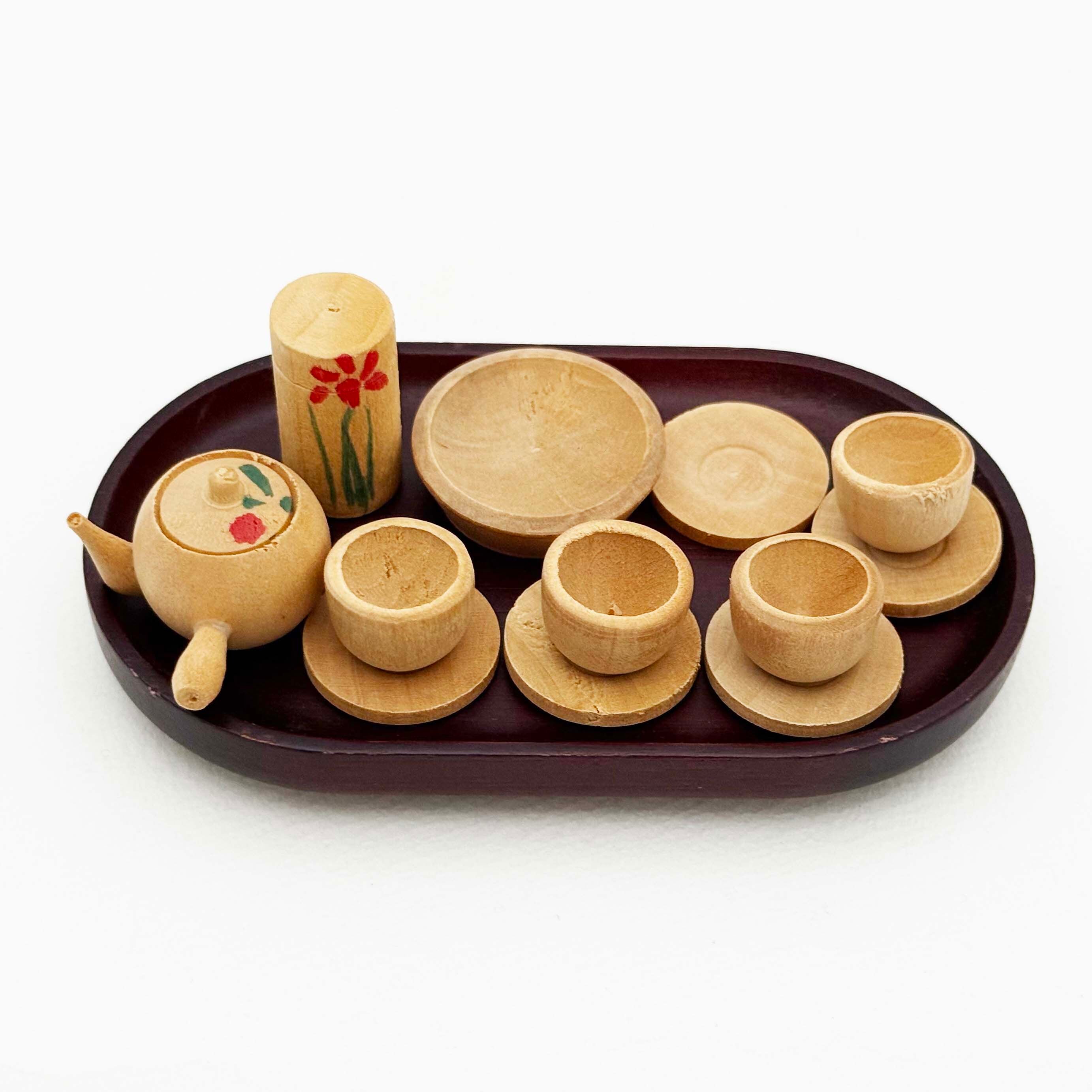 木地玩具 ミニチュアままごとセット（お盆付 中）