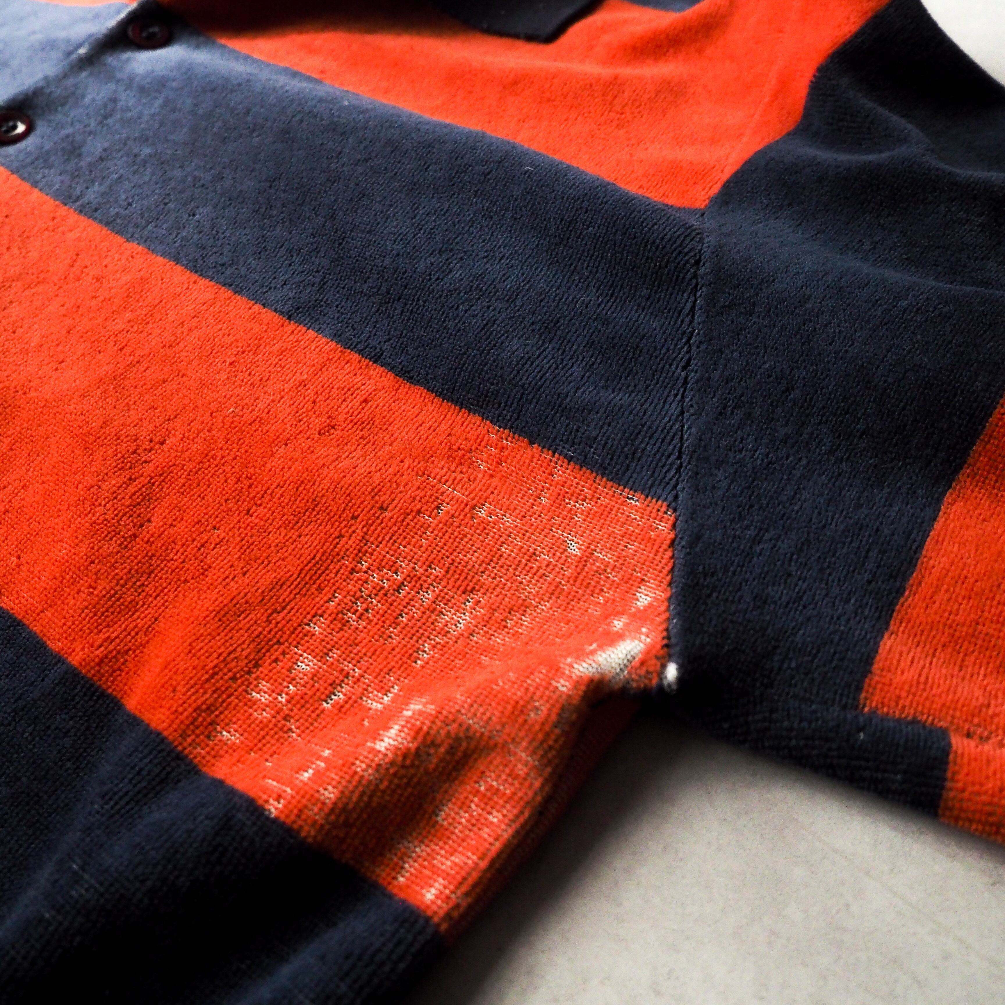 80s “CAMPUS” velour fabric border pullover shirt made iUSA 80年代