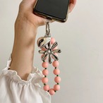 Colorful beaded heart and flower phone charm (ME247)