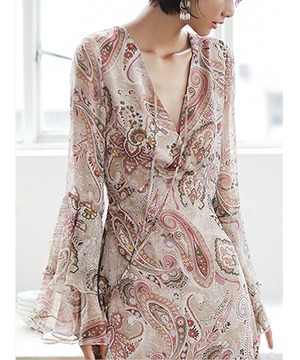 ペイズリーシフォンワンピース◆チュニック【w-30290】
