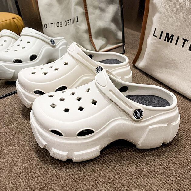 ♠【NEW】クロス ネットアッパー サンダル 2色 2カラー 厚底 サンダル スリッパ 23.5~25.5cm 2way クロックス