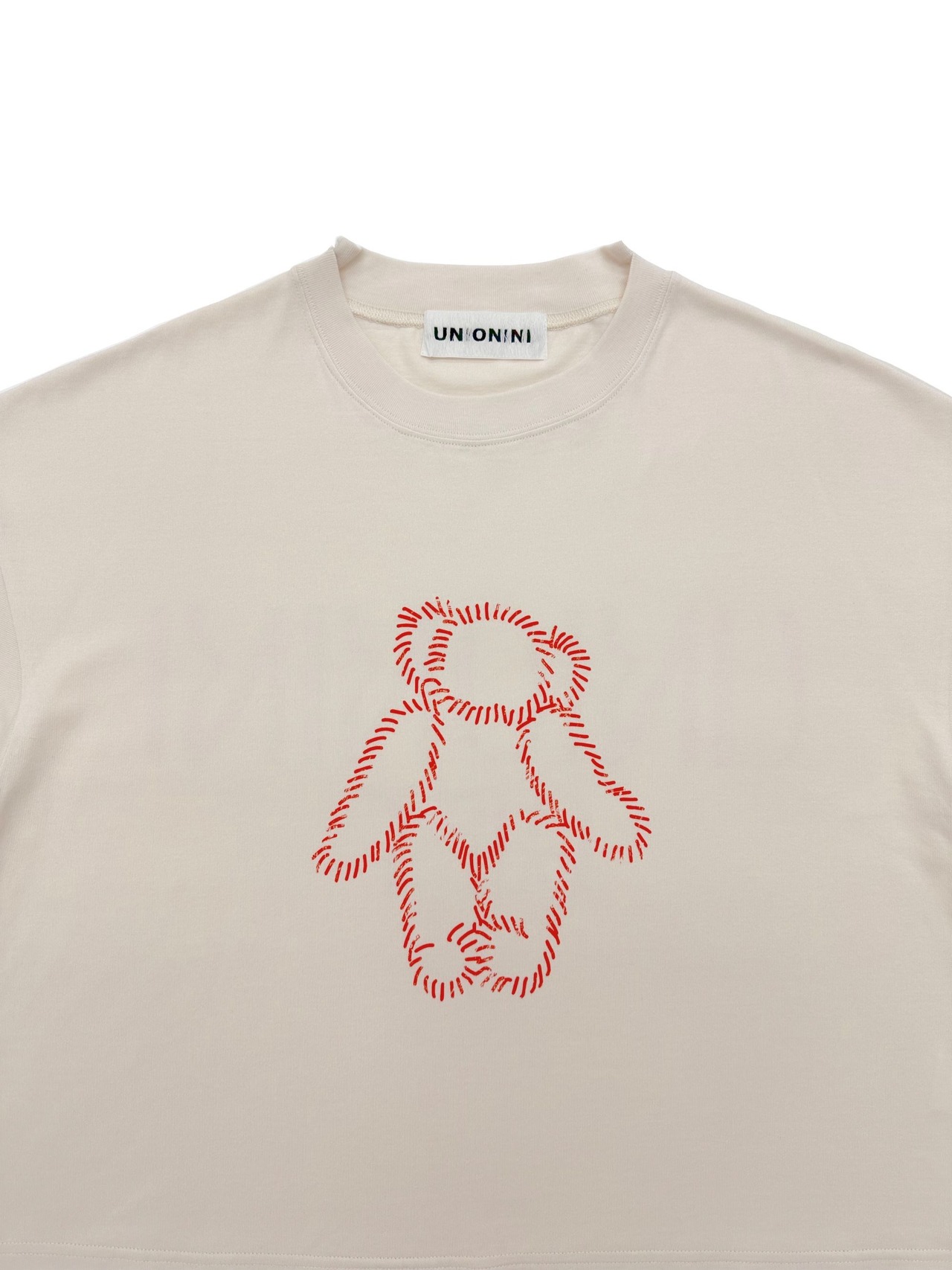 〈 UNIONINI 24SS 〉 teddybear logo big tee "Tシャツ" / Pink Beige / Womens'