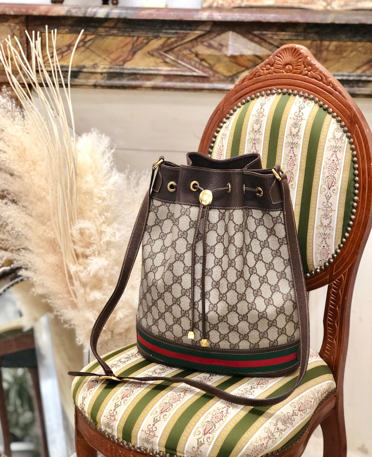 GUCCI グッチ シェリーライン チャーム GGプラス 巾着 ショルダー 