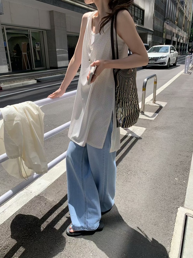 (予約) mellounge  / Printed layered one-piece  2color