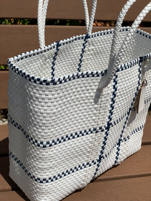 S Mercado Bag (Normal handle) White/Navy