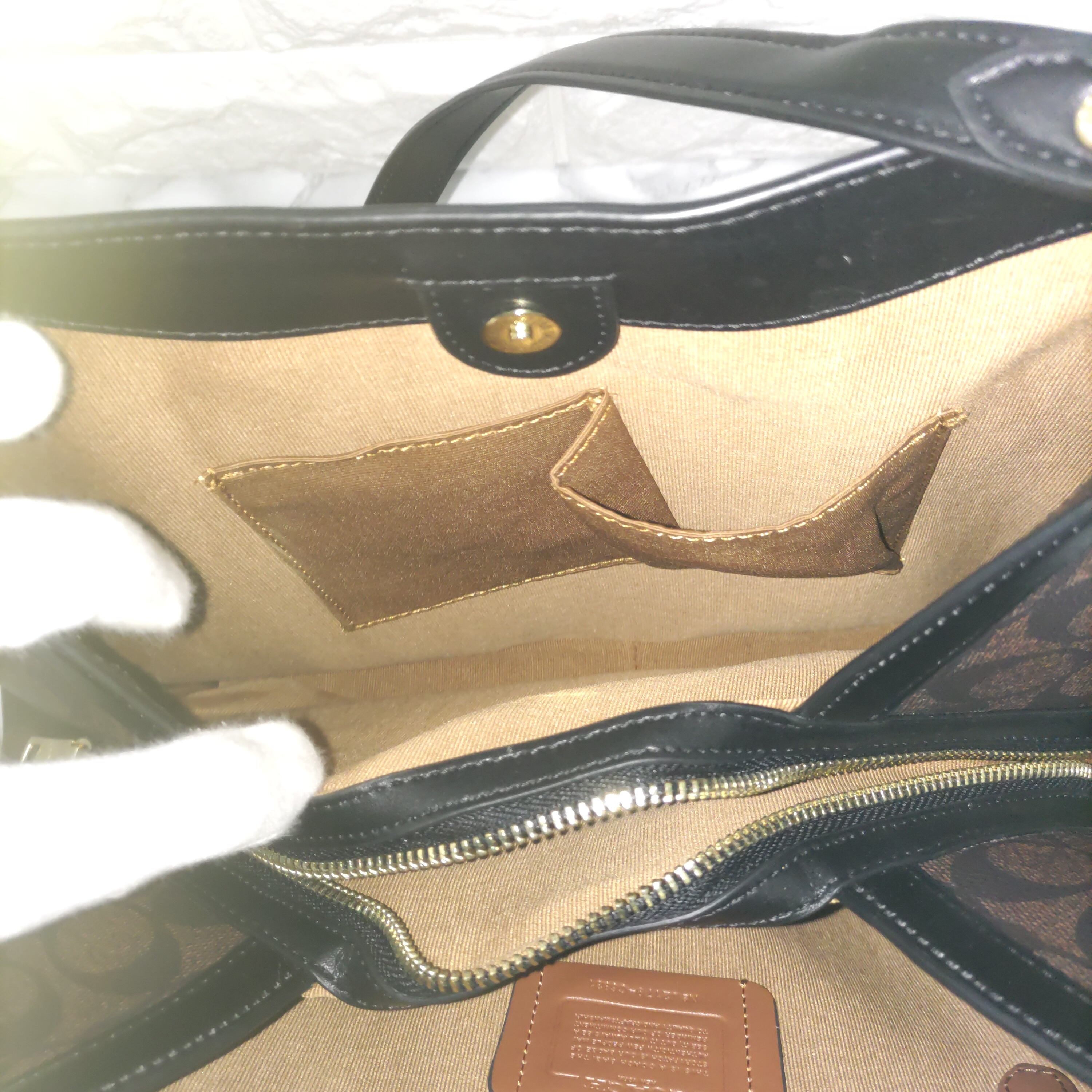 COACH コーチ ショルダーバッグ カーキ×ブラウンマルチ カラーブロック  