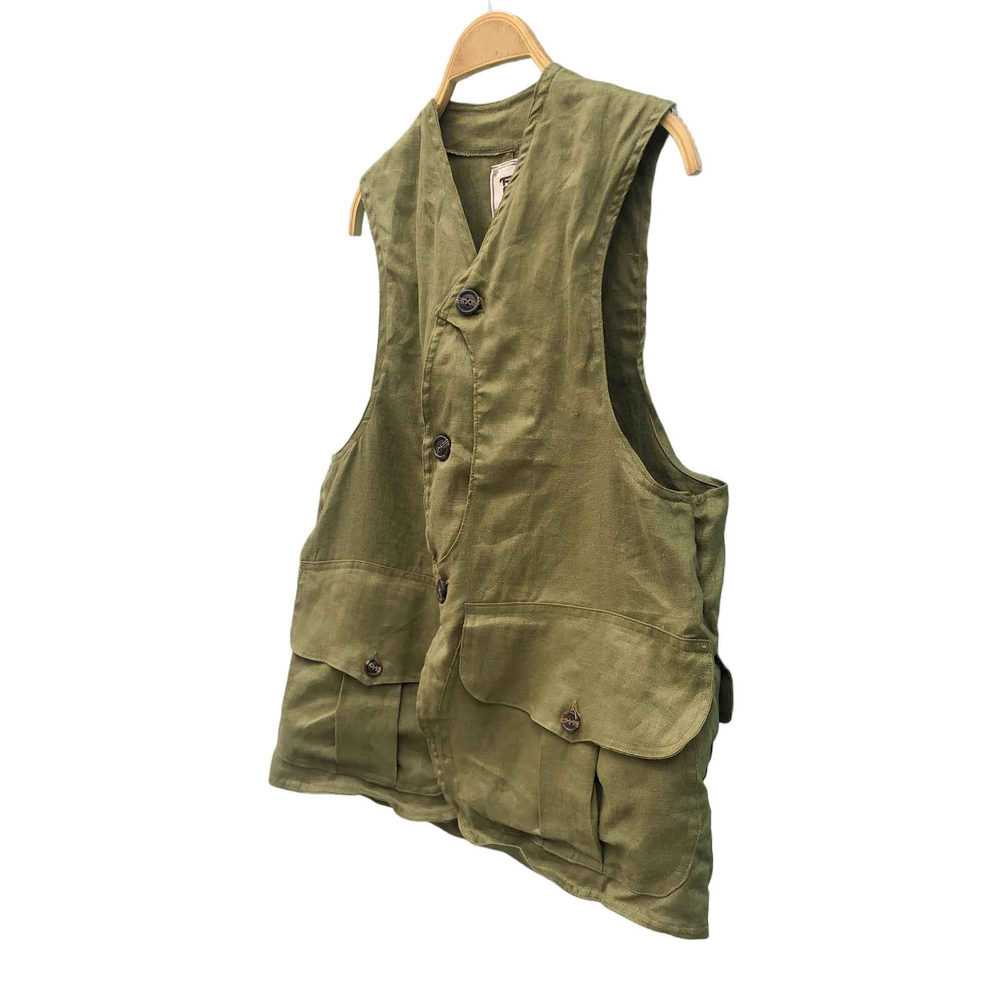 Hungting Vest「 Heavy Linen Mosgreen 」 - ハンティング ベスト