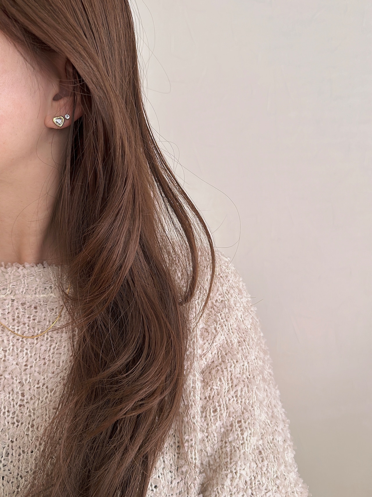 SS ハートストーンピアス