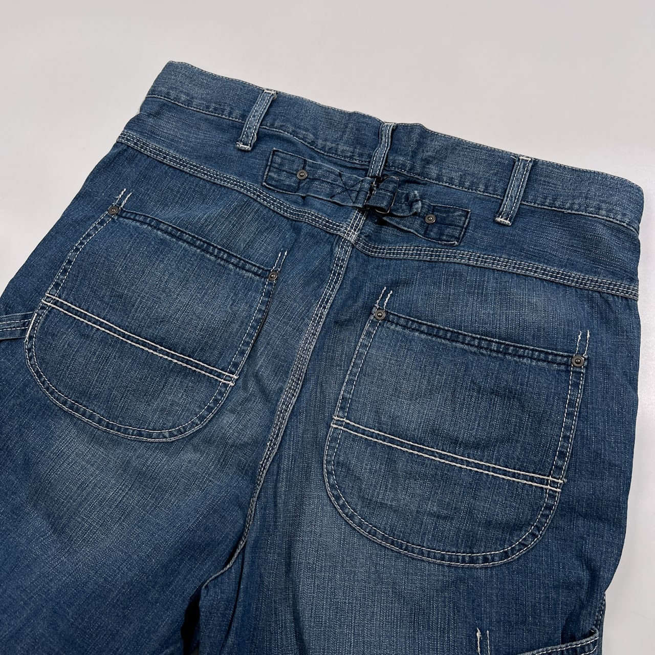 BEAMS ビームス ユーズド加工 ワイド ワーク デニムパンツ ペインターパンツ サイズ S /ブルー系 ジーンズ アメカジ メンズ