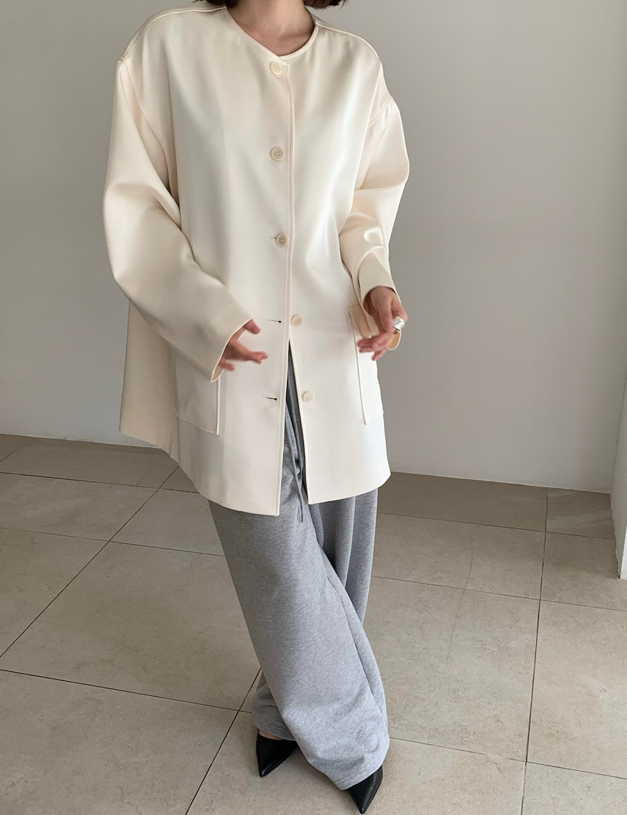 【新作5%OFF・3日間】Satin Single Jacket_2colors
