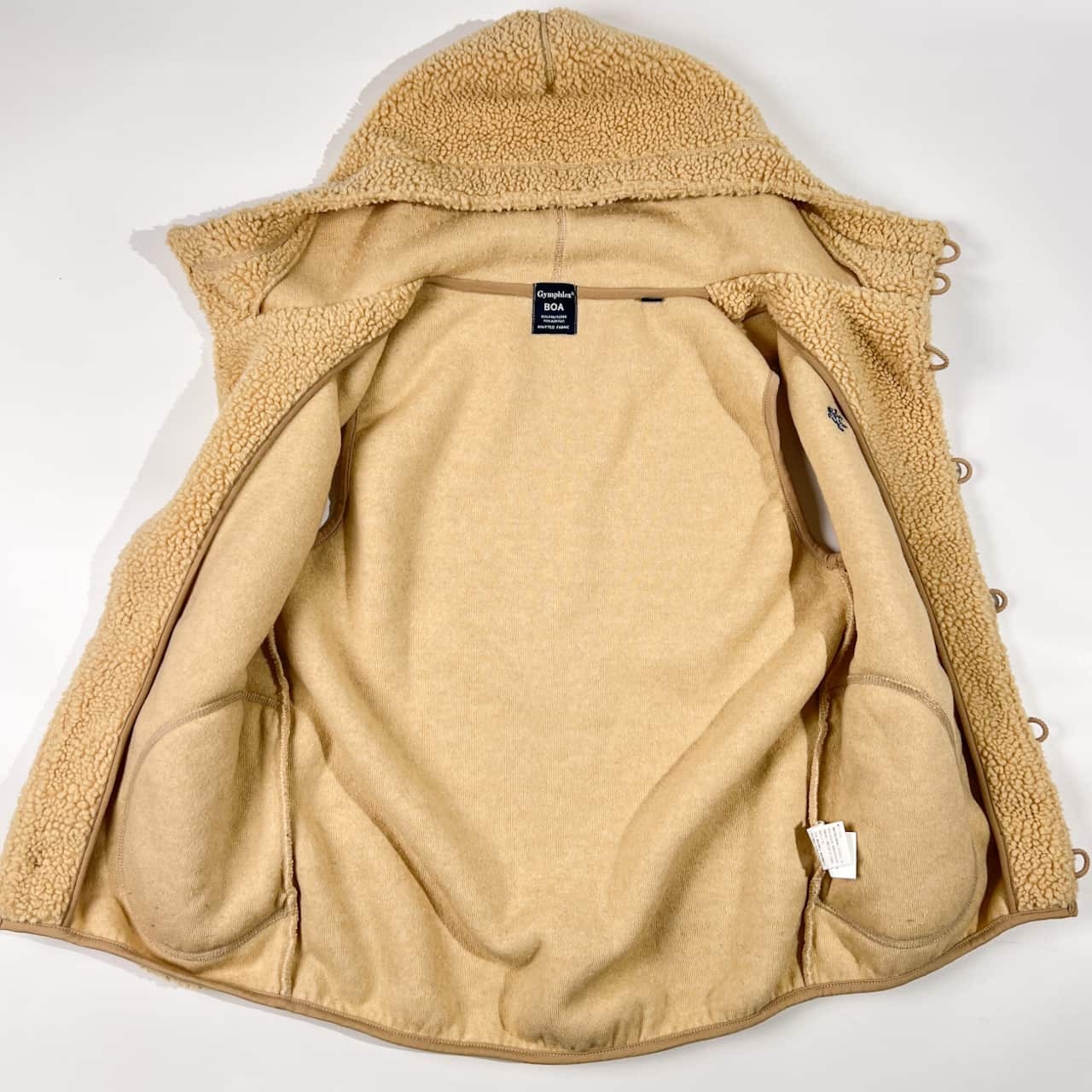 Gymphlex ジムフレックス バスケットボタン ボア フード ベスト ジャケット 14 /ベージュ系 レディース