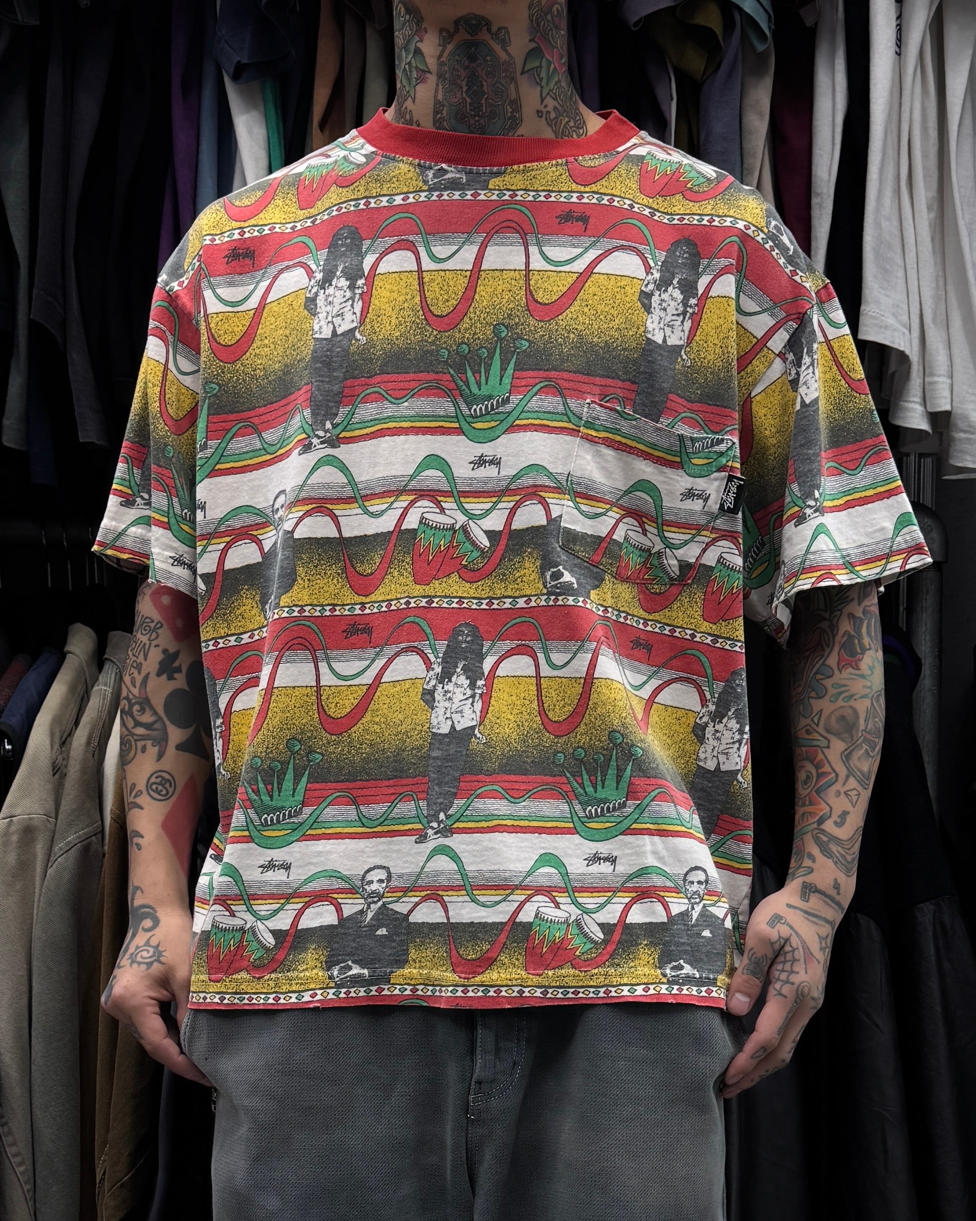 90's old stussy Ringer Design Tee “黒タグ””ALL STAR” 【下北沢店