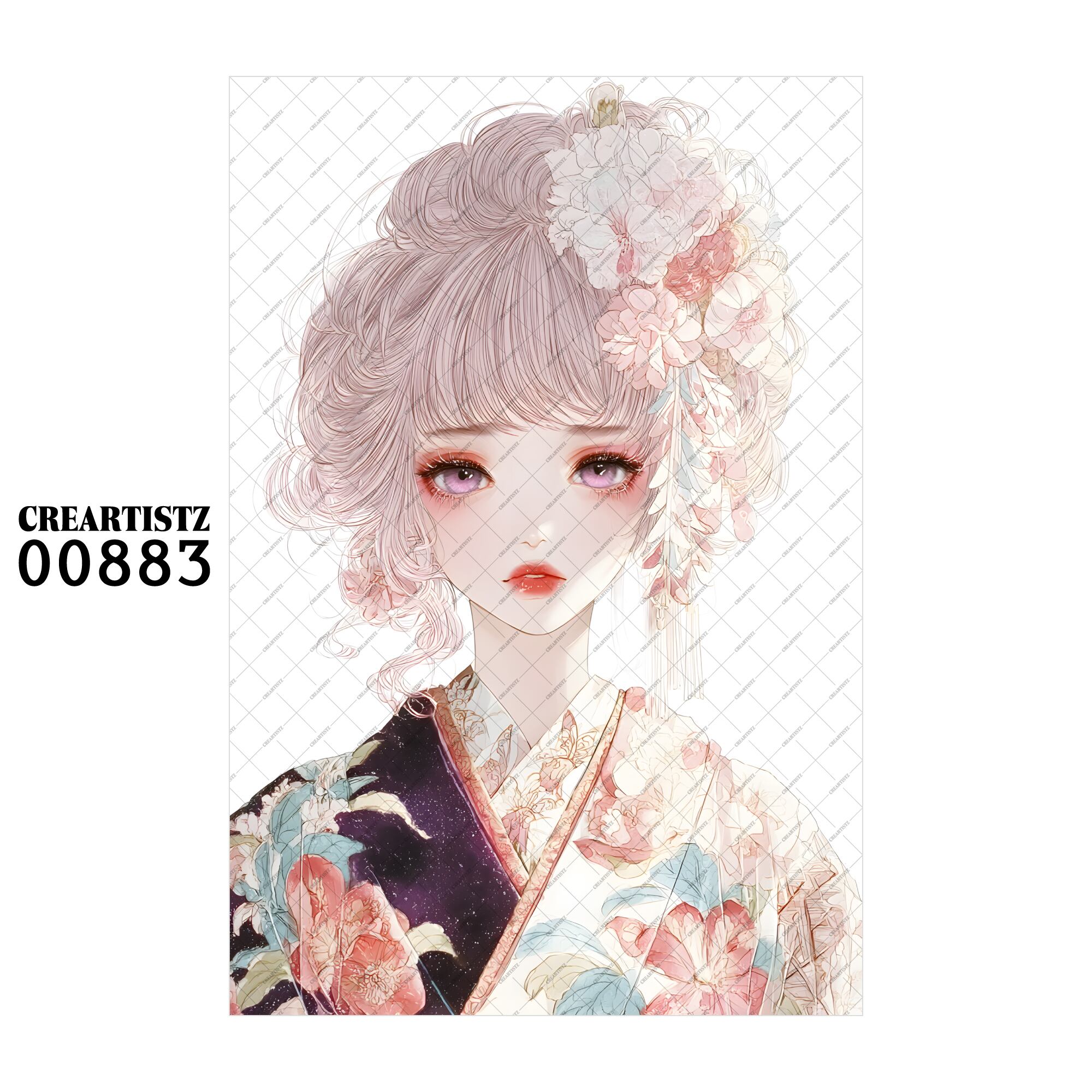 00883 ガール キュート オリジナル ペーパー/ステッカー 4枚セット CREARTISTZ