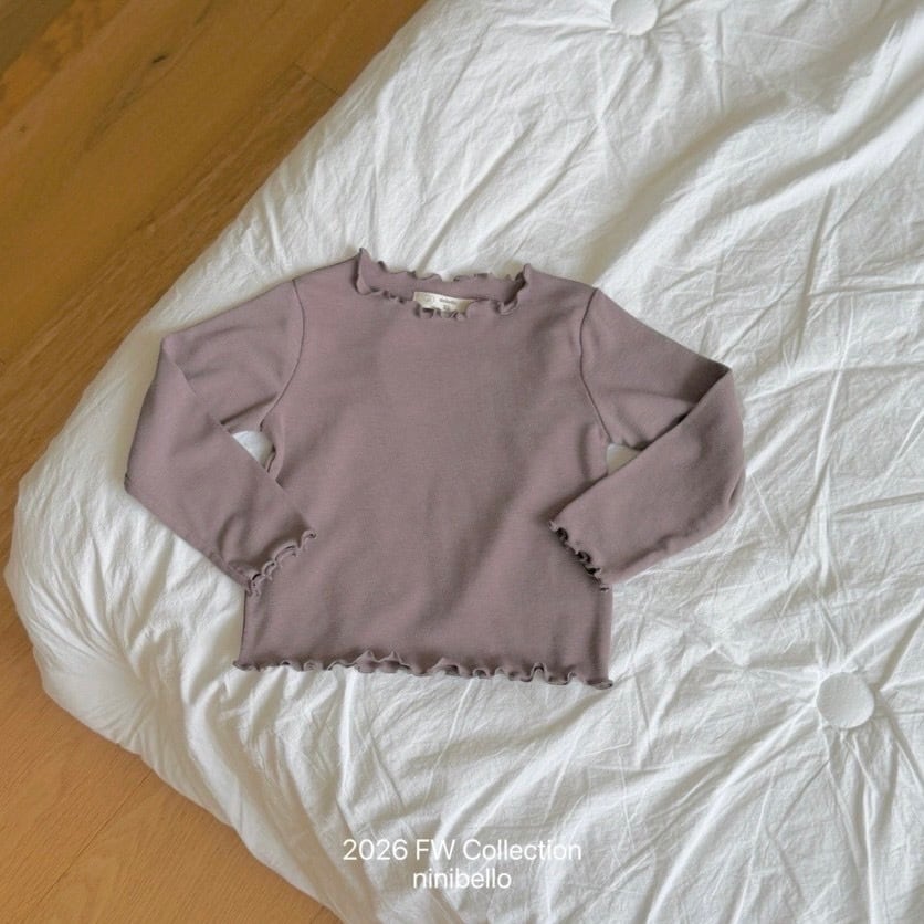 送料無料【予約】/ ソフトひらひらハーフネックTシャツ / ninibello