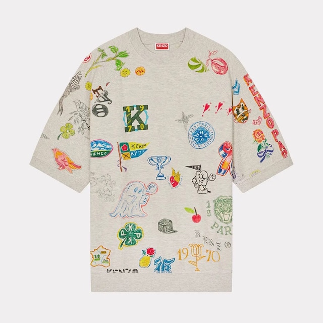 【KENZO】DRAWN VARSITY SEASONAL T-SHIRT(LIGHT GREY)