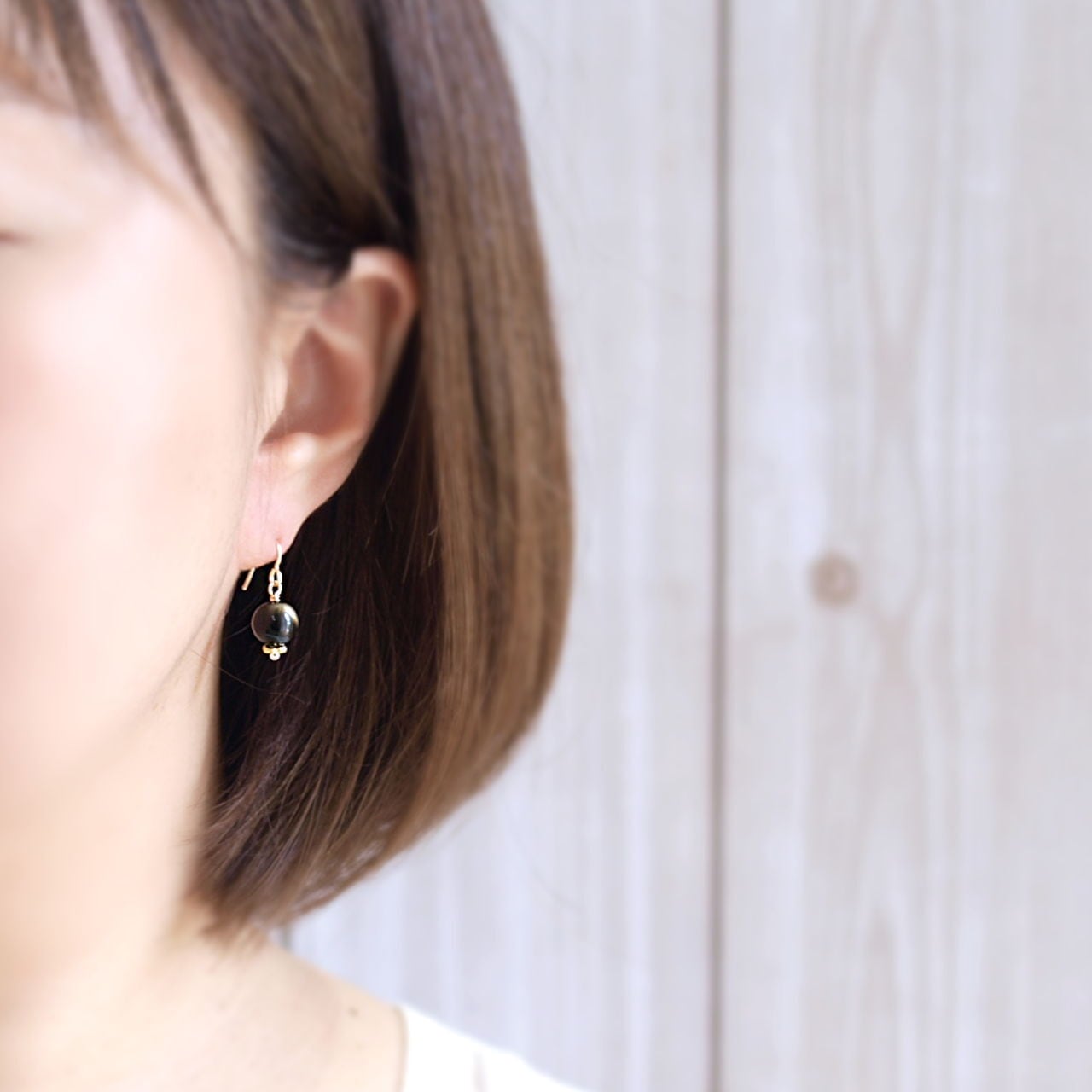 限定】ゴールドオブシディアン8ミリ玉K14GFピアス（イヤリング