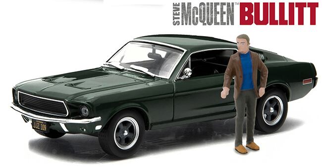 1/43 1968 Ford Mustang GT Fastback with Steve McQueen Figure Greenlight  tsugai