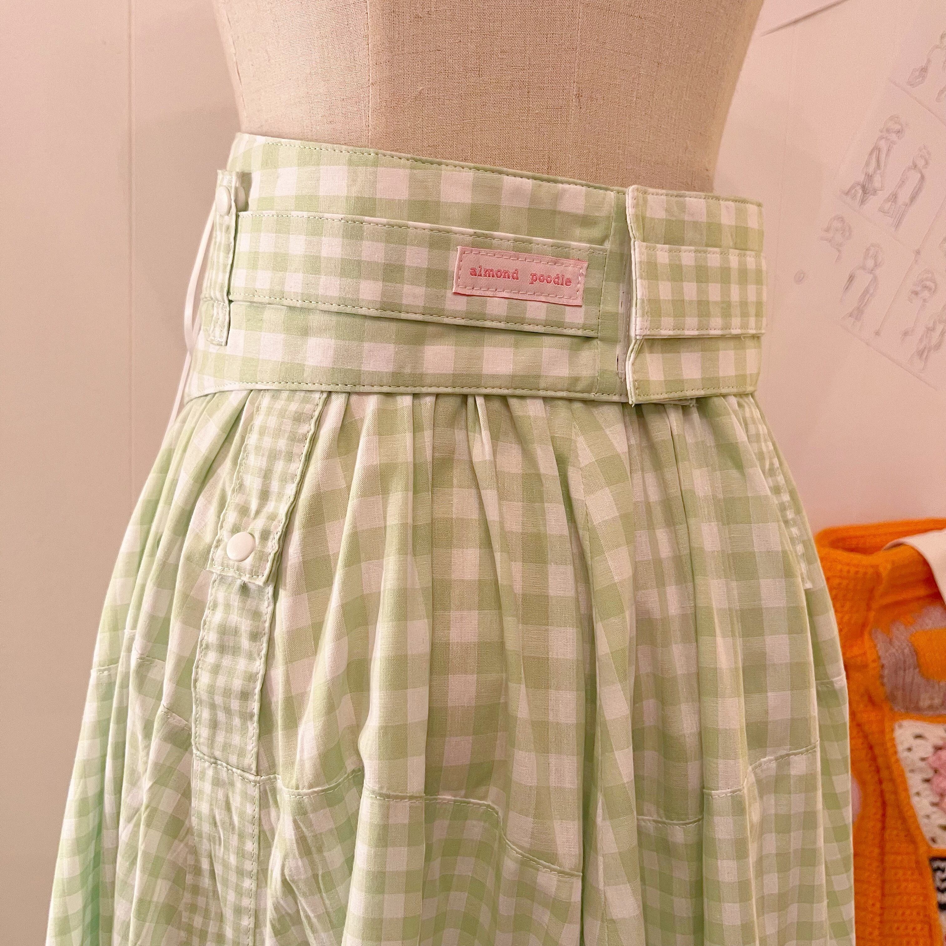 original : transformation belt gingham check skirt . green