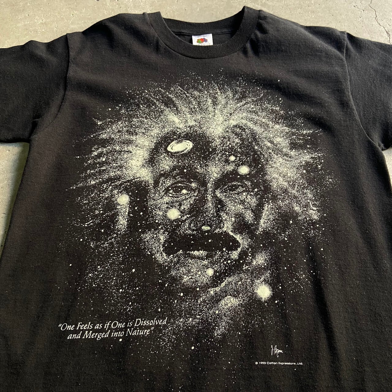 90年代 アルベルトアインシュタイン 発光 プリントTシャツ 人物 偉人 Tシャツ ヴィンテージ メンズS 古着 90s ヴィンテージ ビンテージ  ブラック 黒【Tシャツ】【SS2207-50a】 | cave 古着屋【公式】古着通販サイト powered by BASE