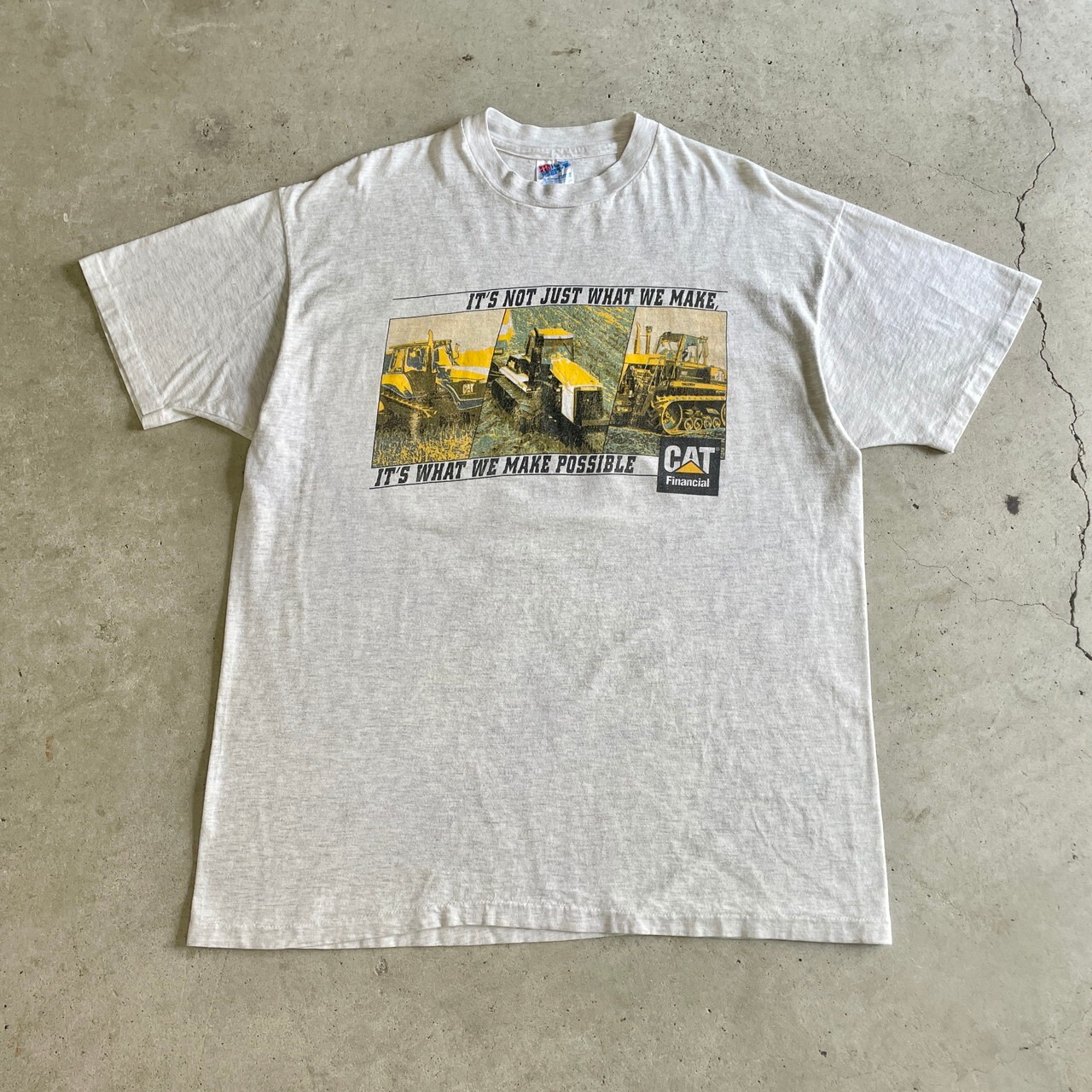90年代 USA製 Caterpillar CAT キャタピラー 企業ロゴ 両面プリント T 