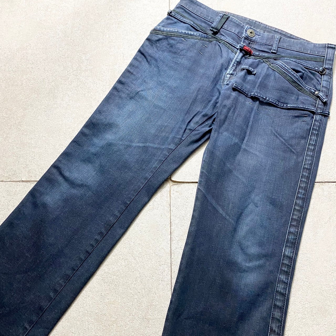 MARITHE FRANCOIS GIRBAUD bondage design denim pants