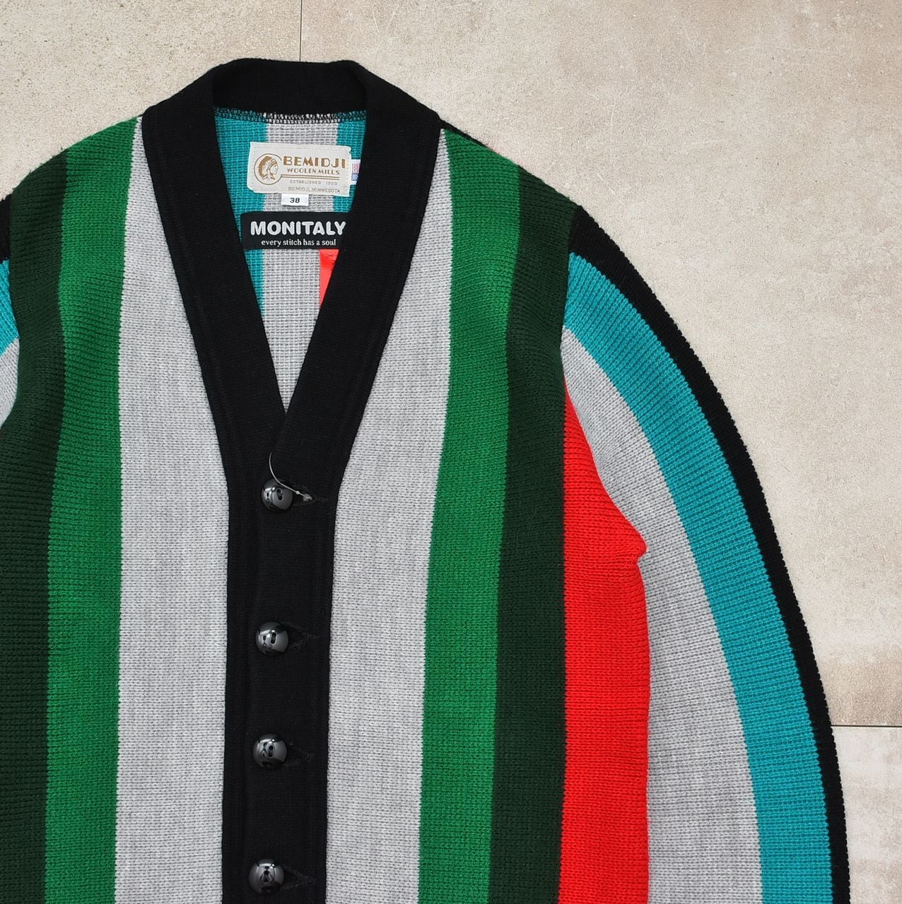 BEMIDJI multi stripe knit cardigan Made in USA | 古着屋 grin days