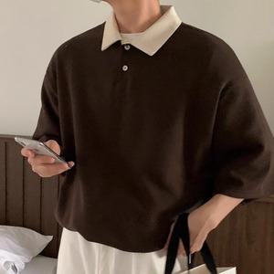 コントラストバイカラーポロシャツ　0608