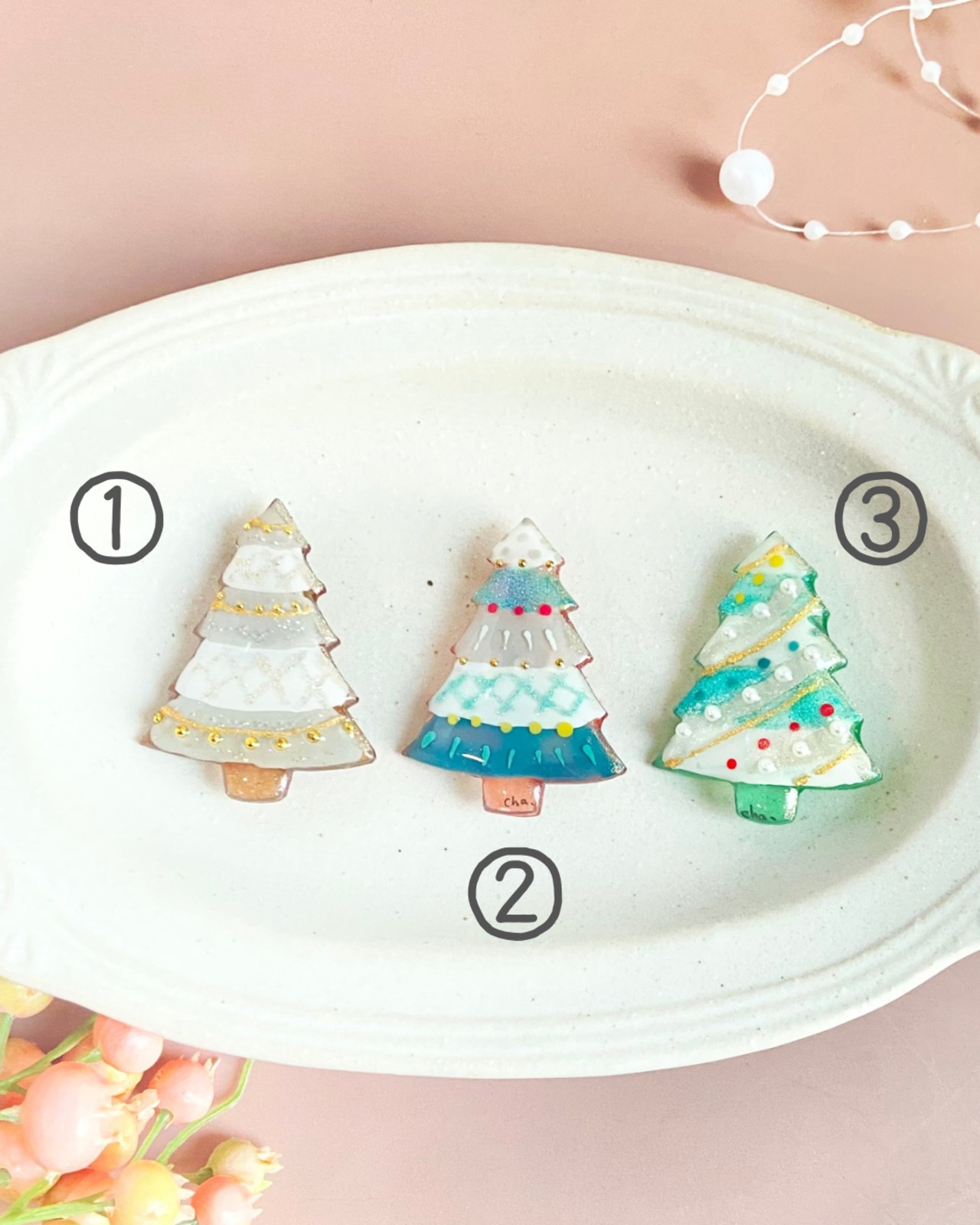 ブローチ『彩りアイシングクリスマスツリー』