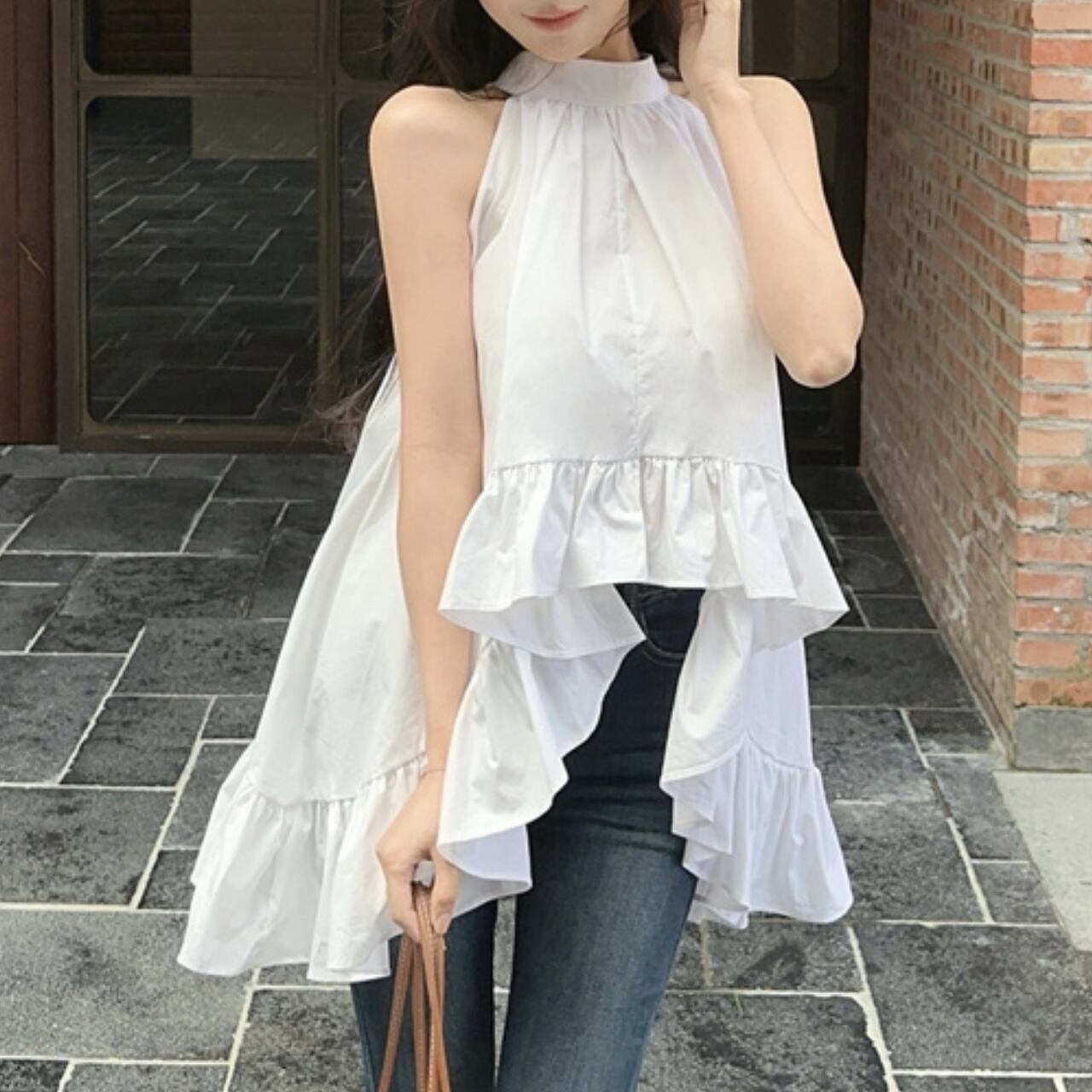 ティアードフリル ハイネックブラウス A4339