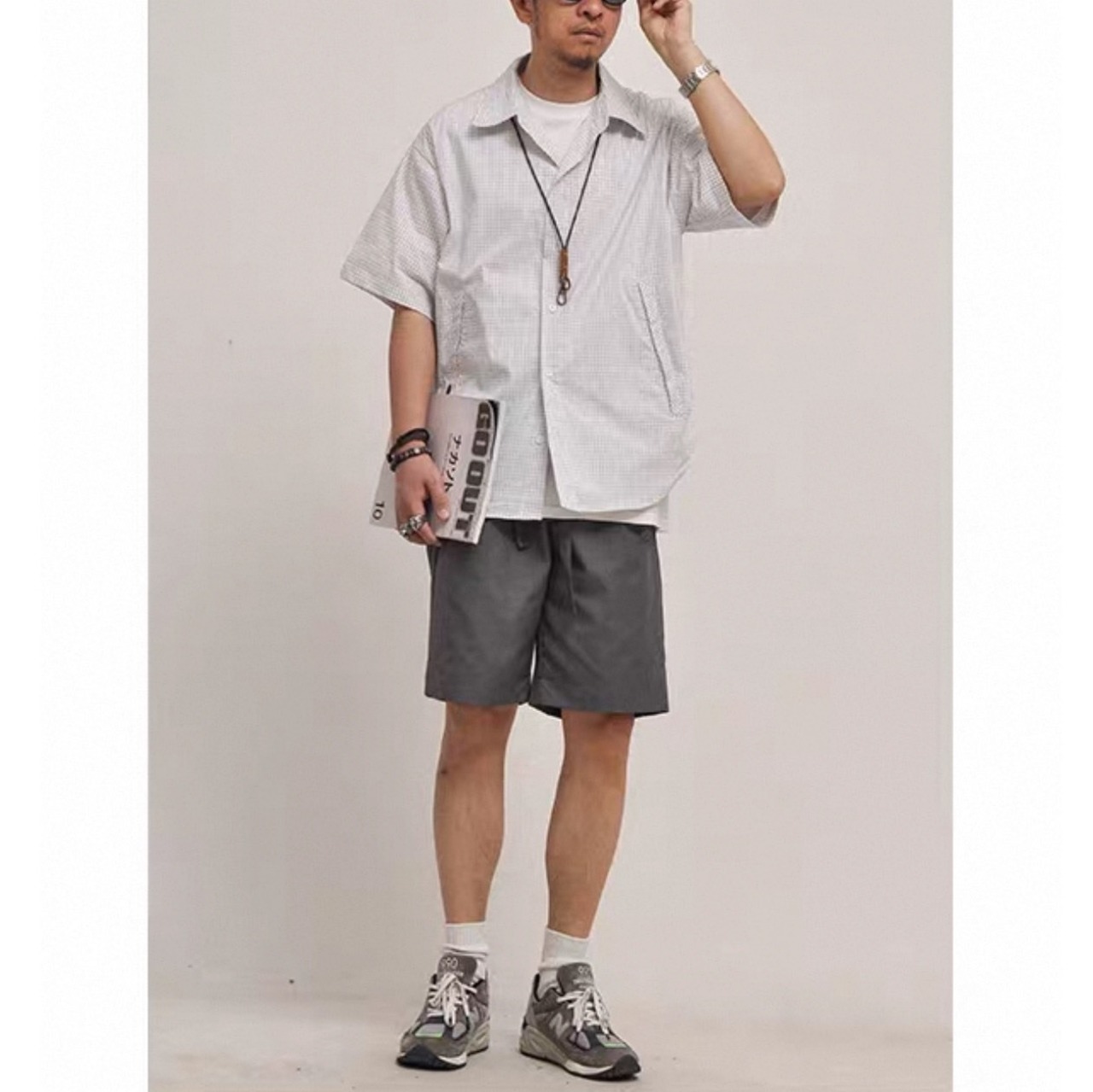 Gingham check short sleeve shirt 1448 - 10