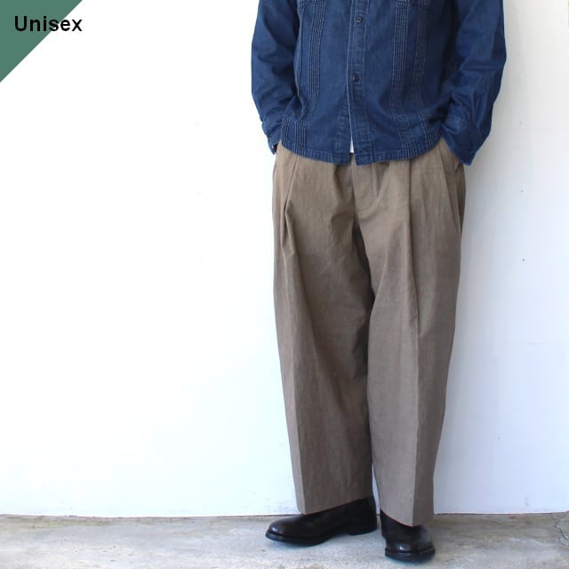 HAVERSACK 40タイプライター2タックワイドパンツ 40-Typewriter 2tuck wide trousers (Brown)