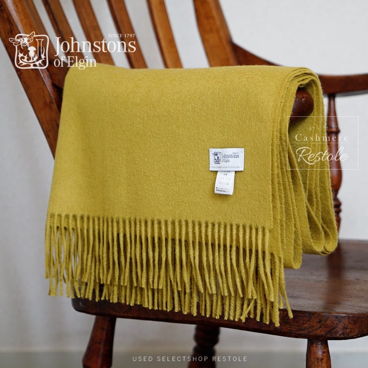 国内正規品》ジョンストンズ カシミヤ大判ストール マスタード 100% Johnstons カシミア