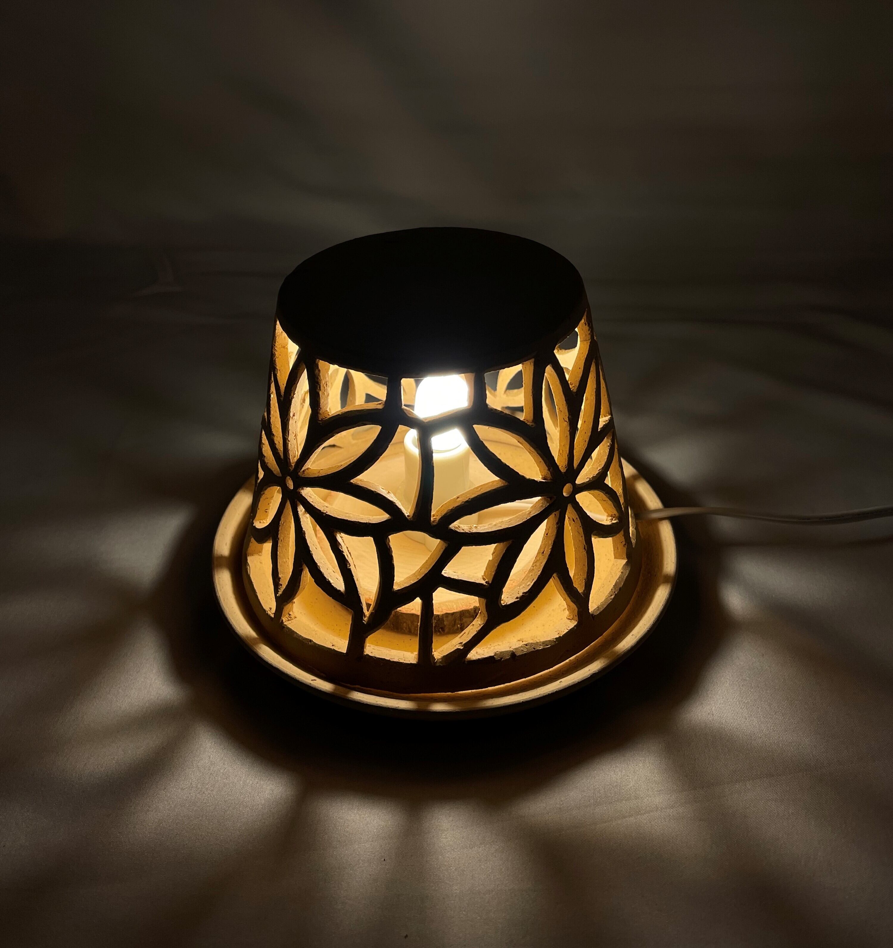 陶華光ランプシェード 匠 コスモス畑 【T12】（本体＋皿＋照明セット