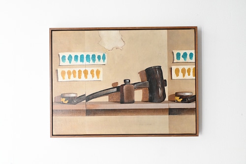 JUN ITO｜still life 'wooden hammer, bottle, color sample #1'
