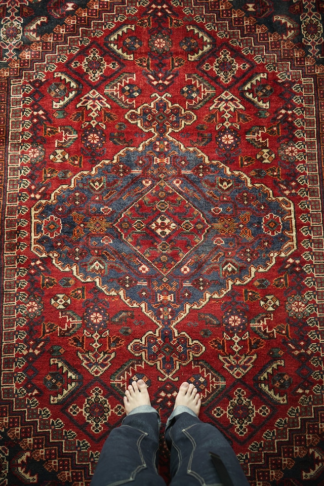 【590】Vintage Persian Shiraz Qashqai rug 1960's